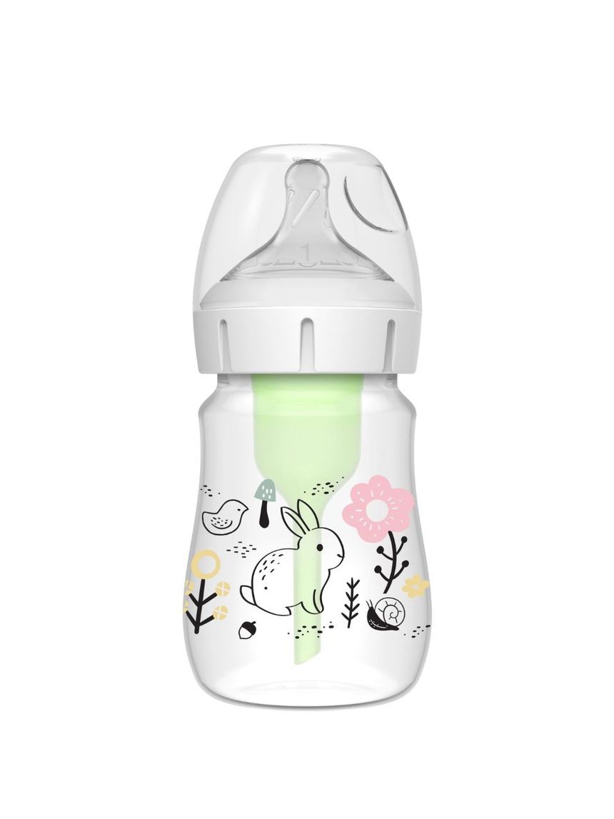 Dr. brown's options+ πλαστικό μπιμπερό με φαρδύ λαιμό & anti-colic λαγουδάκι 150ml 112.70.1hc.388 - Dr Browns