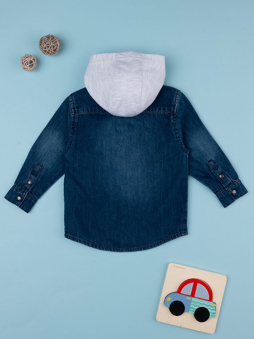 βρεφικό τζιν πουκάμισο με κουκούλα για αγόρι - Prénatal