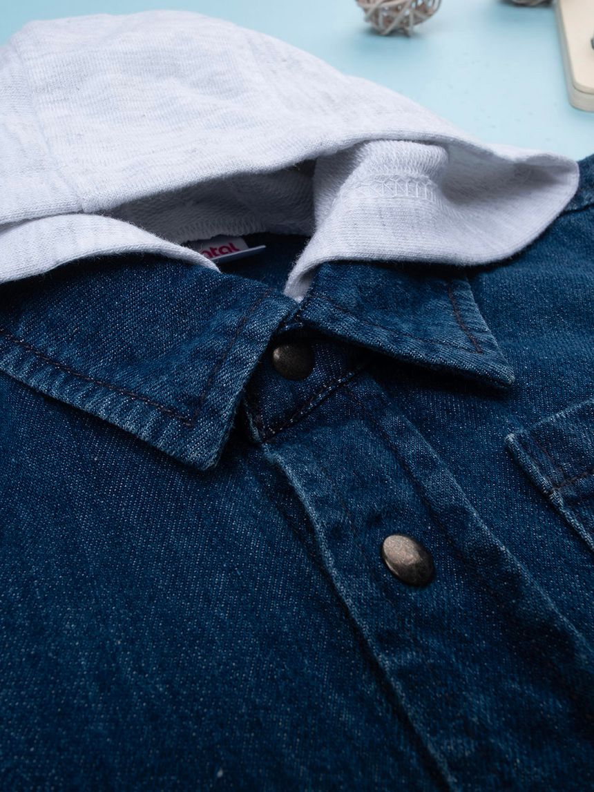 βρεφικό τζιν πουκάμισο με κουκούλα για αγόρι - Prénatal