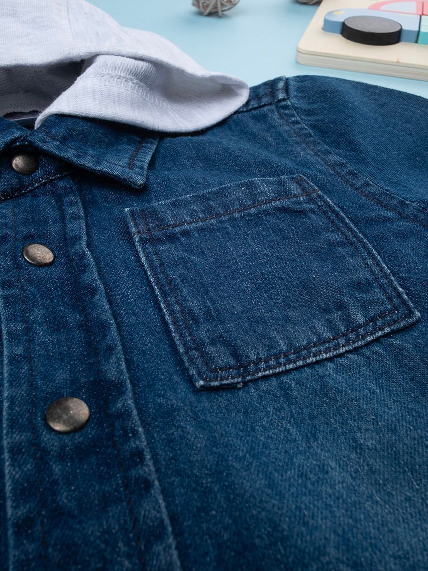 βρεφικό τζιν πουκάμισο με κουκούλα για αγόρι - Prénatal