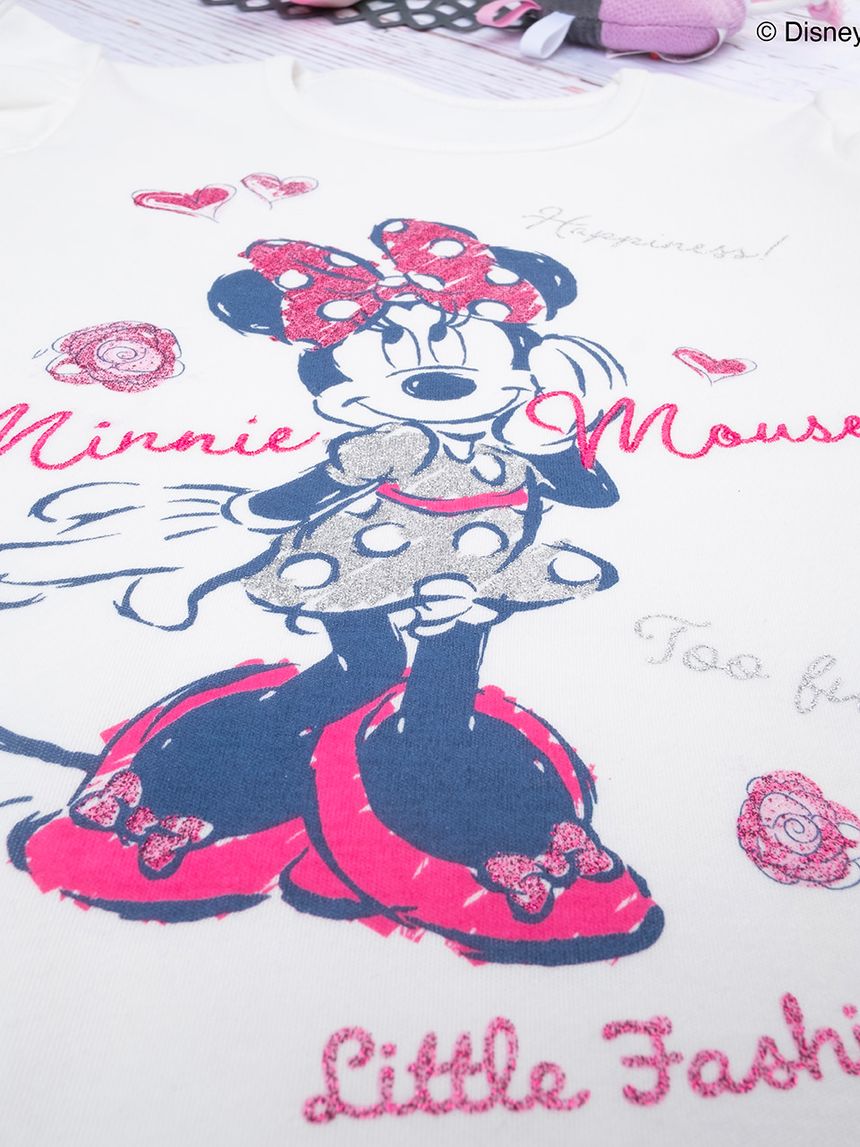 παιδική πιτζάμα λευκή/φούξια με τη minnie για κορίτσι - Prénatal