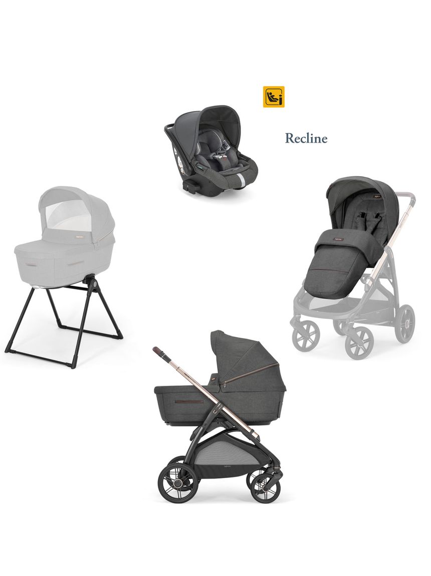 Inglesina aptica system quattro darwin infant recline σχέδιο velvet grey με σκελετό palladio black - Inglesina