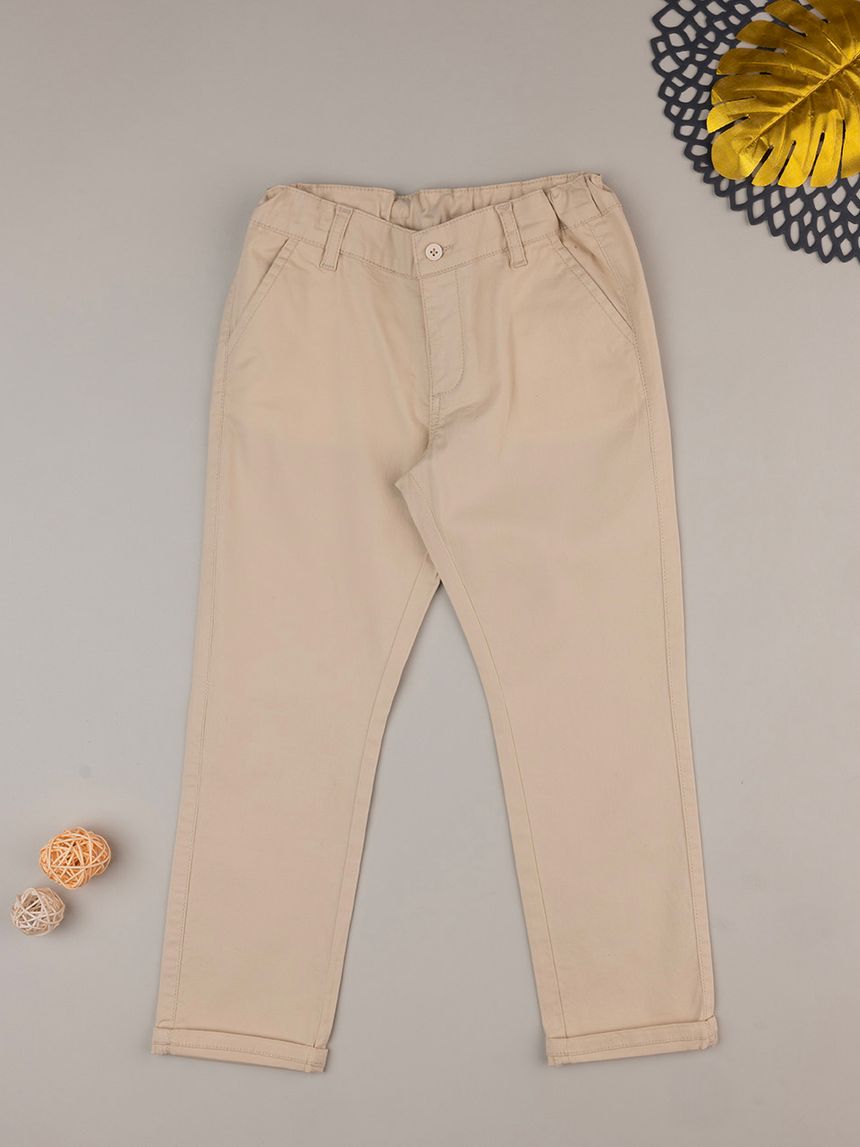 παιδικό παντελόνι twill μπεζ elegant για αγόρι - Prénatal