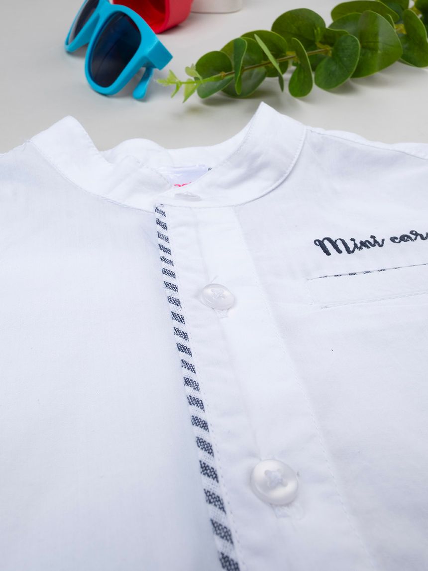 βρεφικό πουκάμισο λευκό ποπλίνα mini car για αγόρι - Prénatal