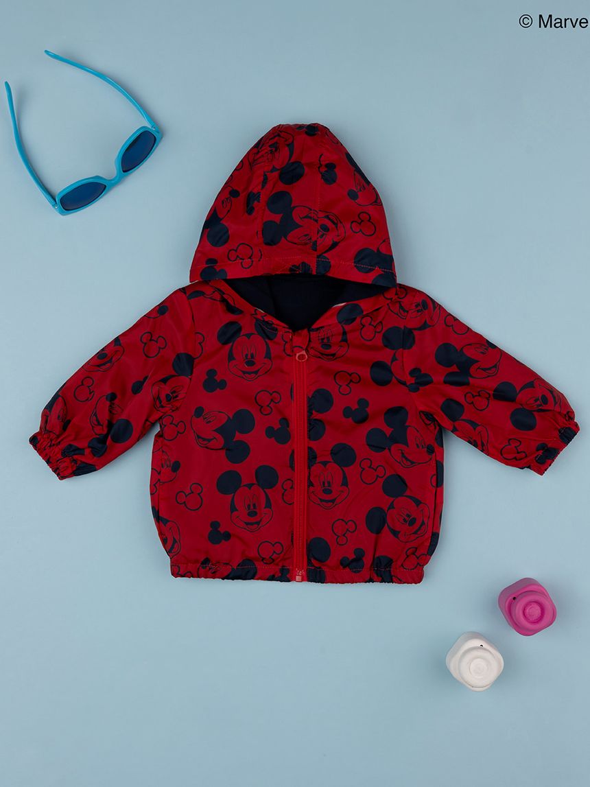βρεφικό αντιανεμικό μπουφάν κόκκινο με το mickey για αγόρι - Prénatal