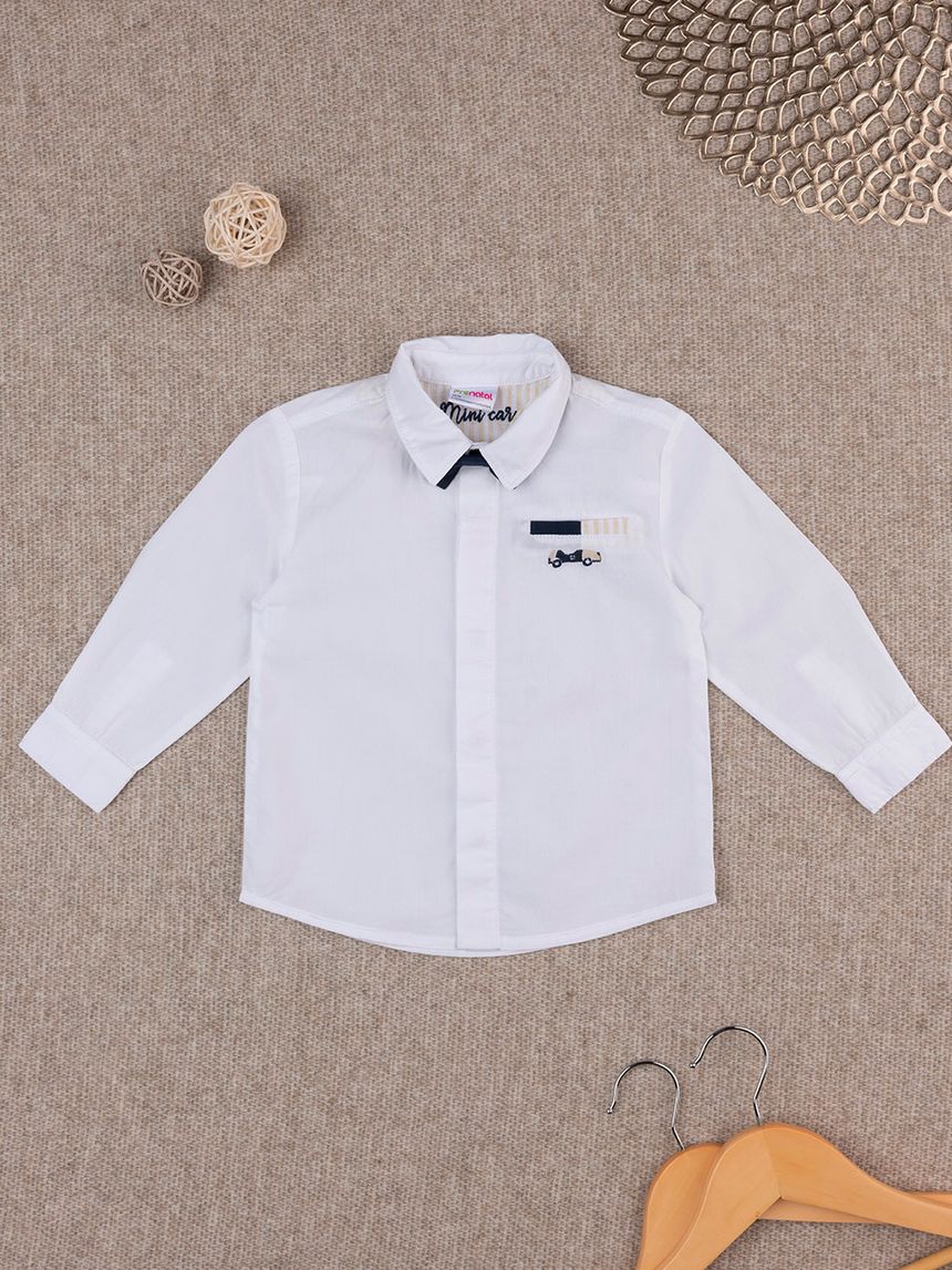 βρεφικό πουκάμισο λευκό mini car για αγόρι - Prénatal