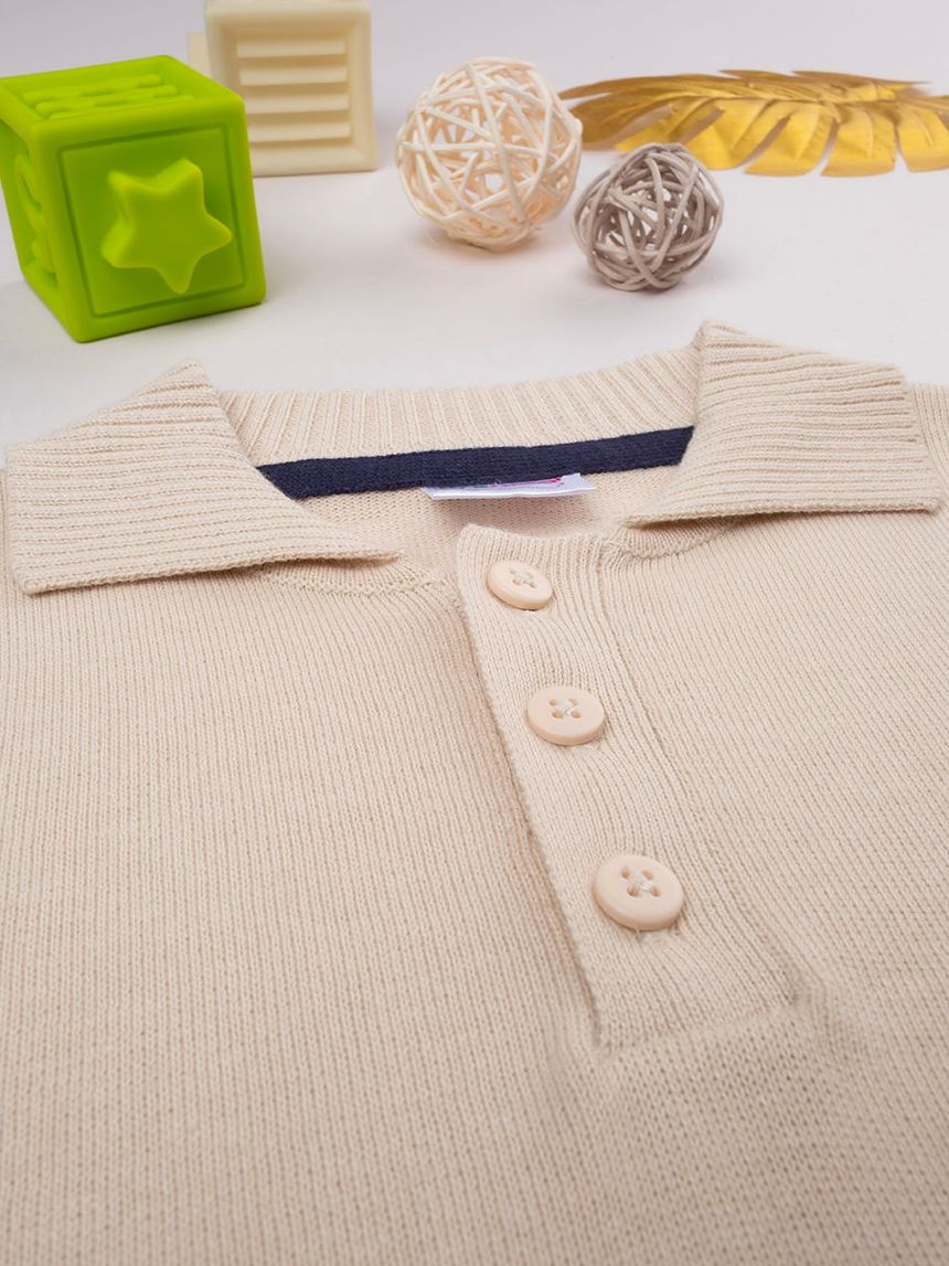 παιδικό t-shirt πόλο μπεζ για αγόρι - Prénatal