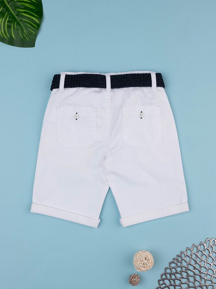 παιδική βερμούδα λευκή twill elegant για αγόρι - Prénatal