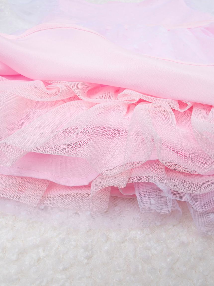 βρεφικό φόρεμα ροζ τούλι πουά elegant για κορίτσι - Prénatal