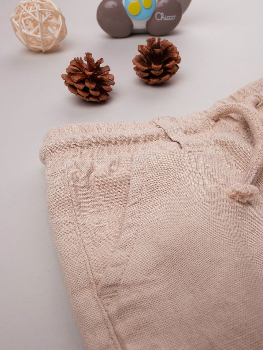 βρεφική βερμούδα λινή μπεζ για αγόρι - Prénatal