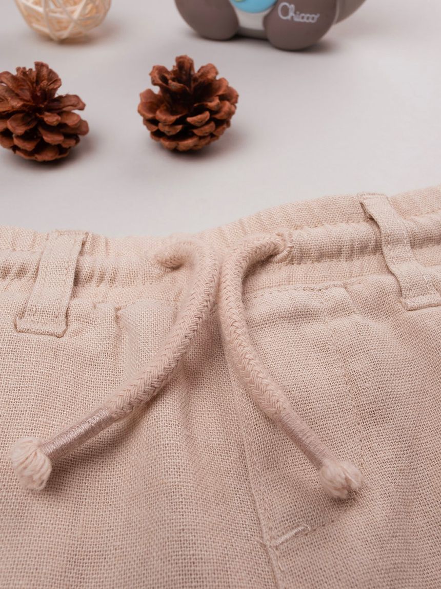 βρεφική βερμούδα λινή μπεζ για αγόρι - Prénatal