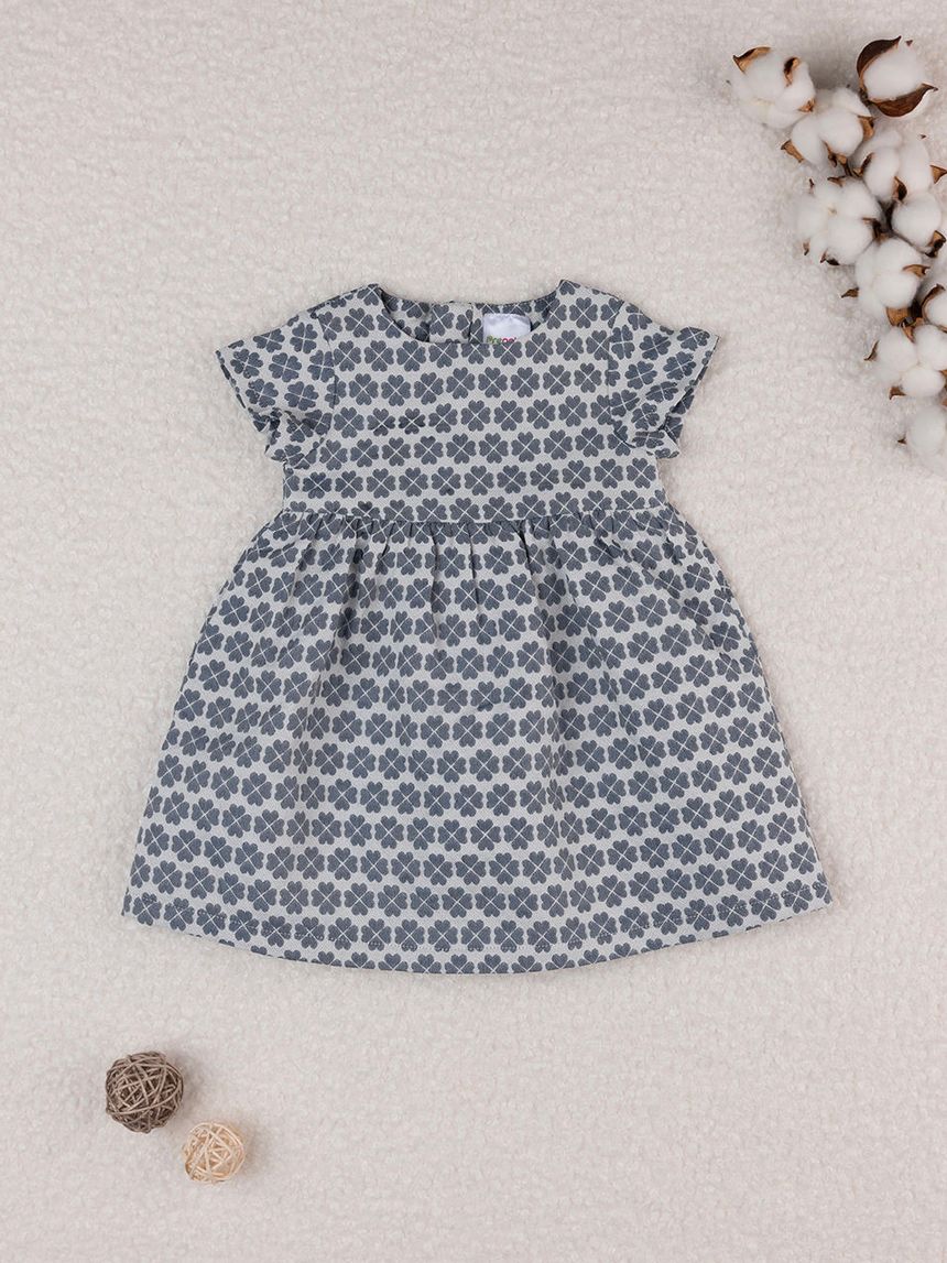 βρεφικό φόρεμα φλοράλ μπλε/λευκό elegant για κορίτσι - Prénatal