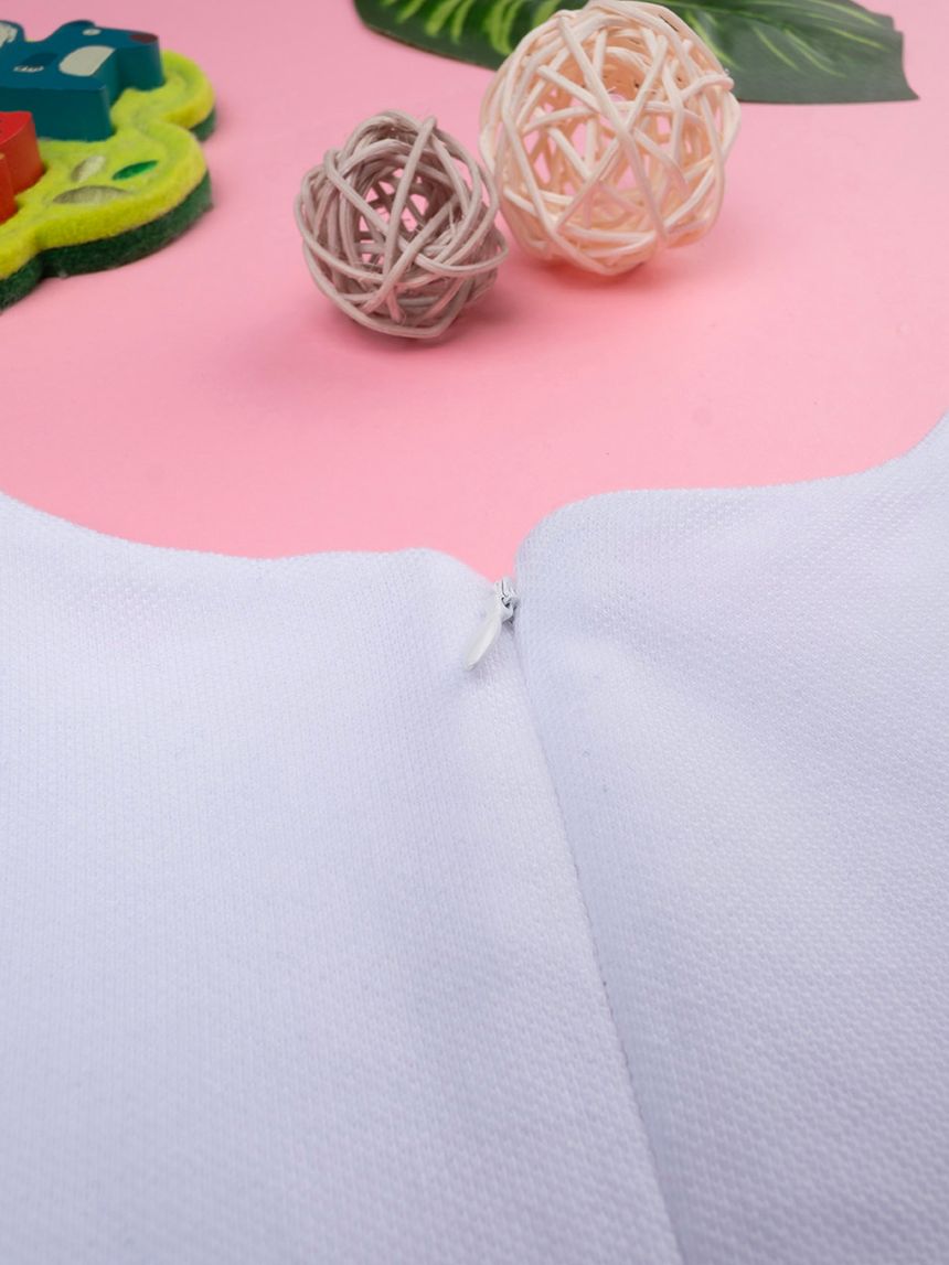 παιδικό φόρεμα λινό λευκό/μπλε πουά για κορίτσι - Prénatal