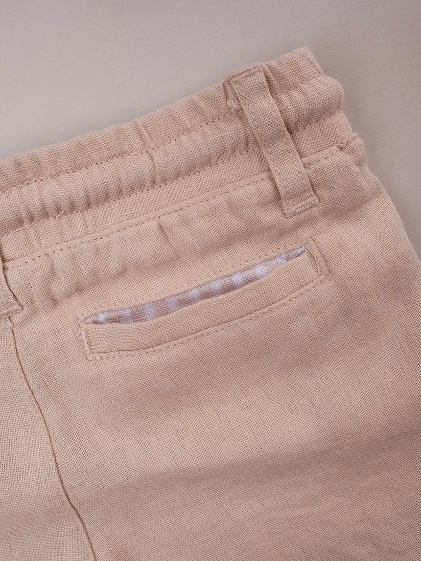 βρεφική βερμούδα λινή μπεζ για αγόρι - Prénatal