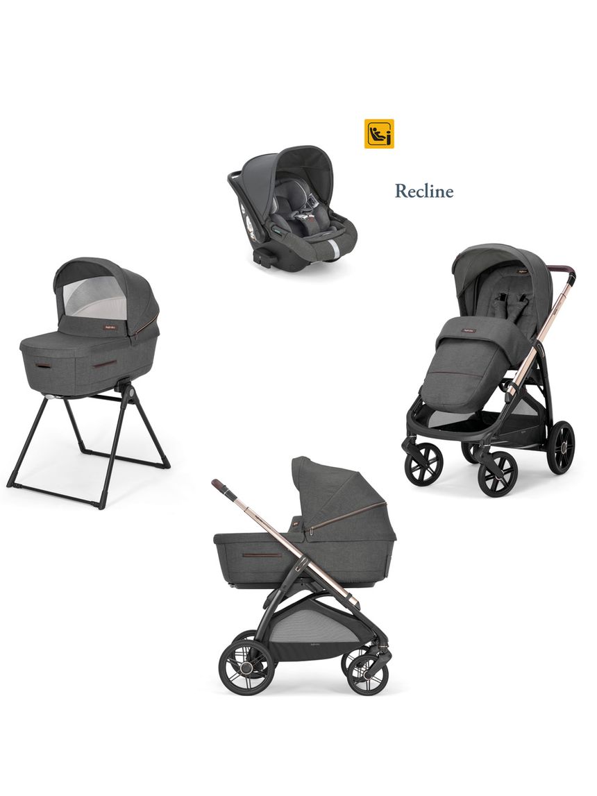 Inglesina aptica system quattro darwin infant recline σχέδιο velvet grey με σκελετό palladio black - Inglesina