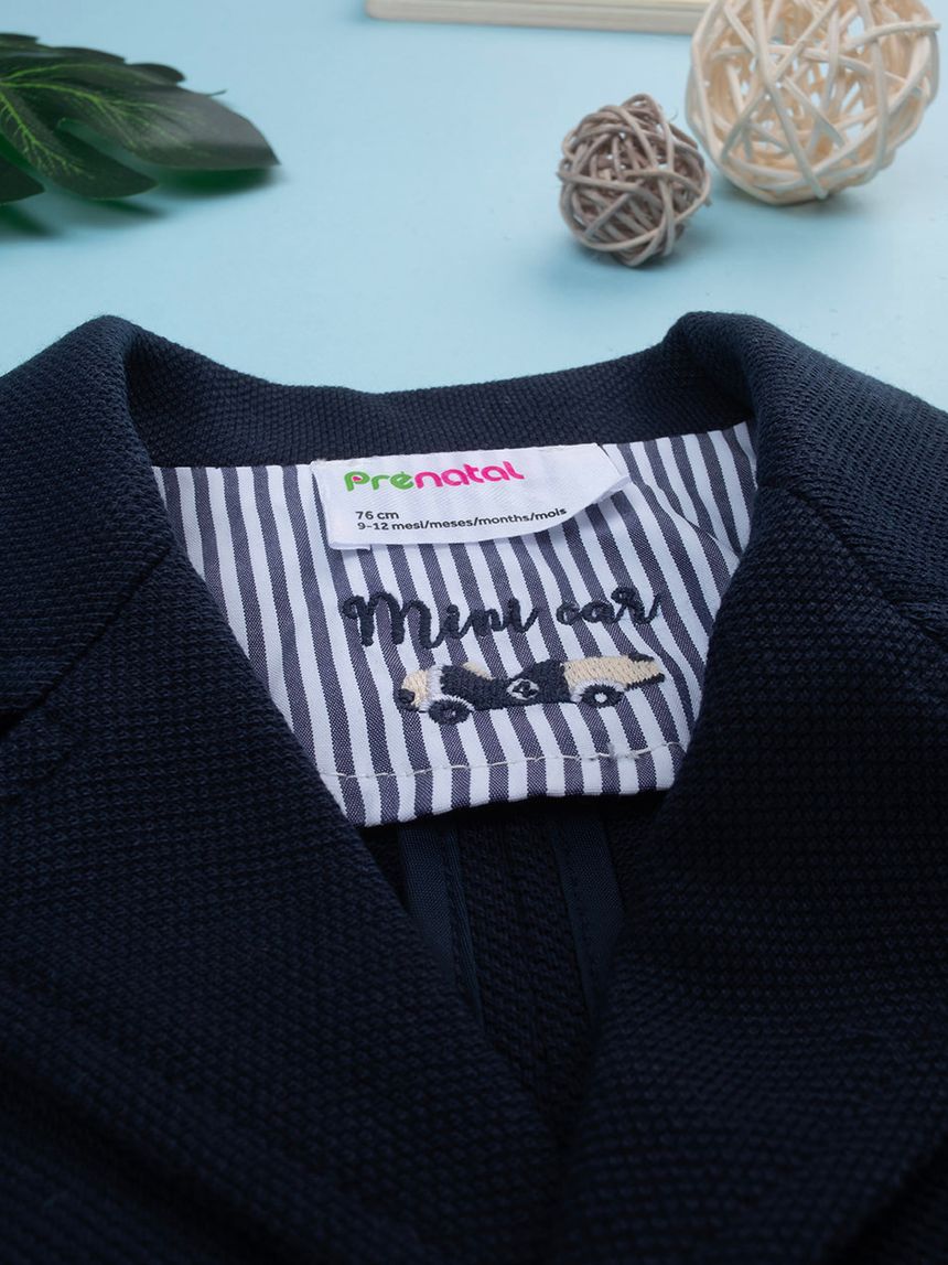 βρεφικό σακάκι πικέ μπλε mini car για αγόρι - Prénatal