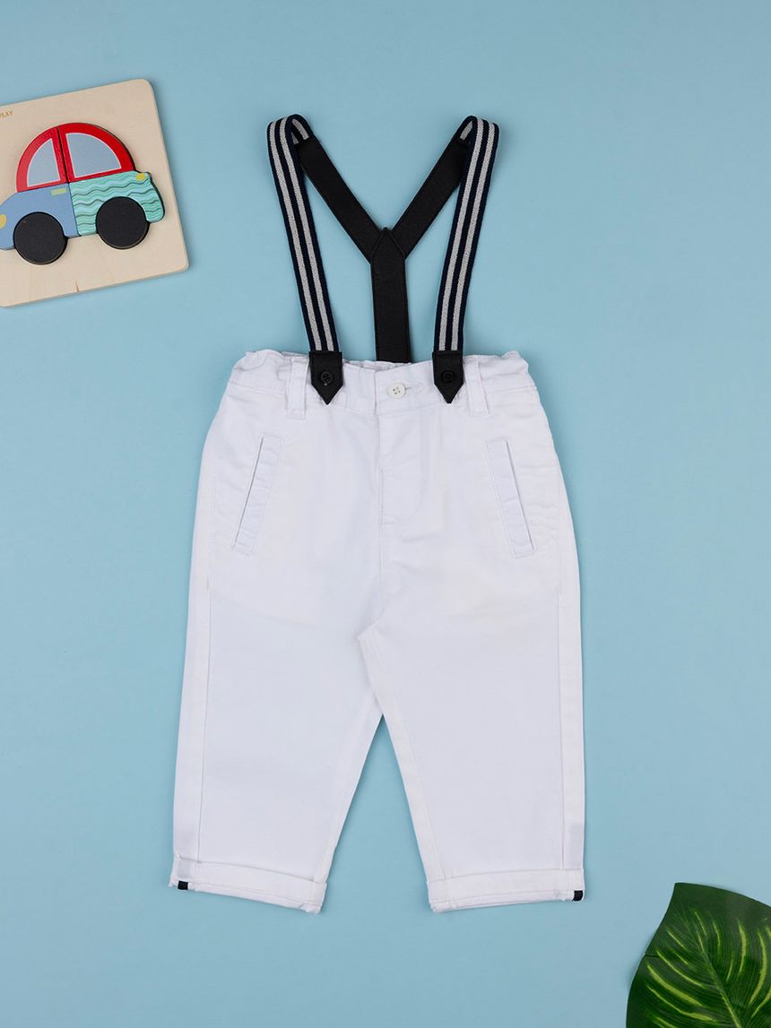 βρεφικό παντελόνι twill λευκό elegant για αγόρι - Prénatal