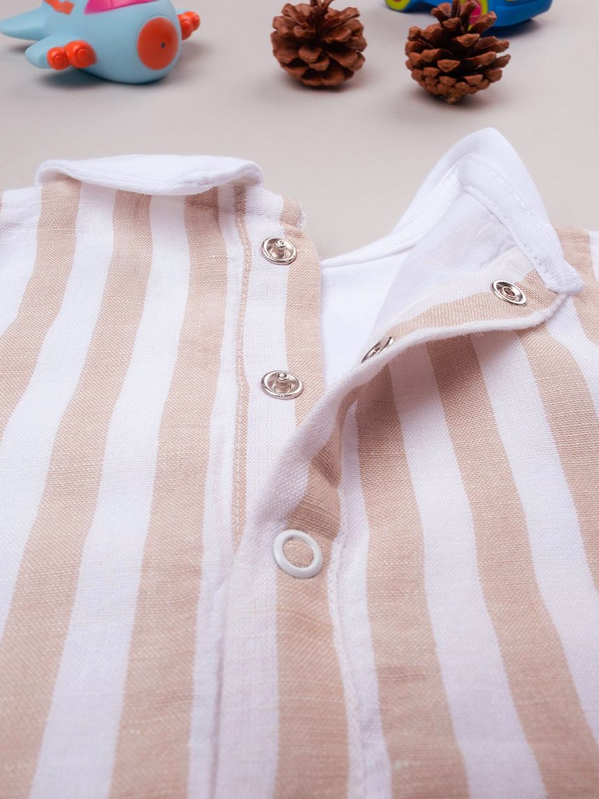 βρεφικό σετ κορμάκι και σορτσάκι μπεζ/λευκό για αγόρι - Prénatal