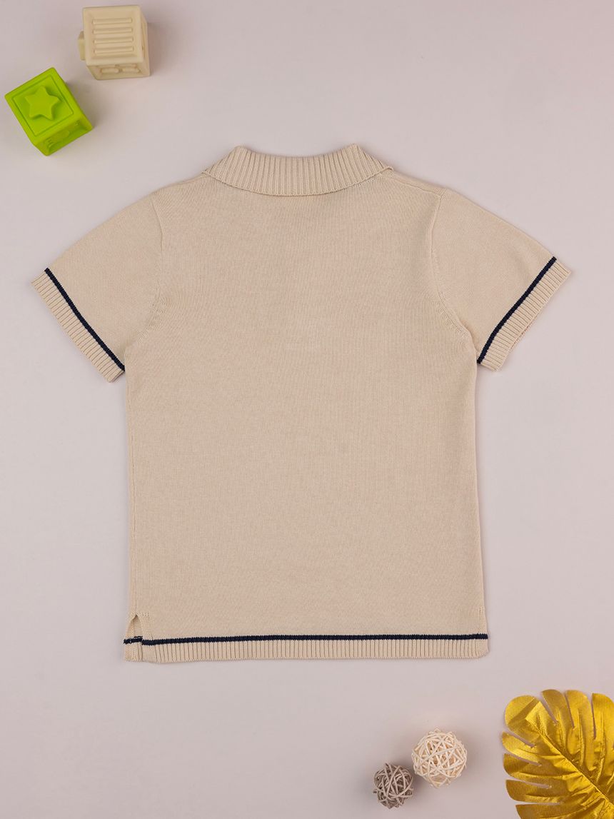 παιδικό t-shirt πόλο μπεζ για αγόρι - Prénatal