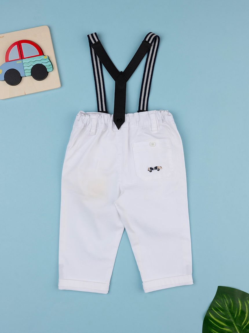 βρεφικό παντελόνι twill λευκό elegant για αγόρι - Prénatal