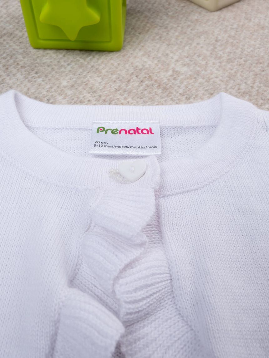 βρεφική ζακέτα μπολερό πλεκτή λευκή για κορίτσι - Prénatal