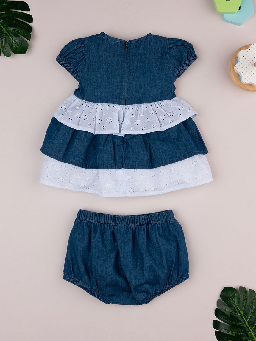 βρεφικό φορεματάκι denim chambray με δαντέλα για κορίτσι - Prénatal