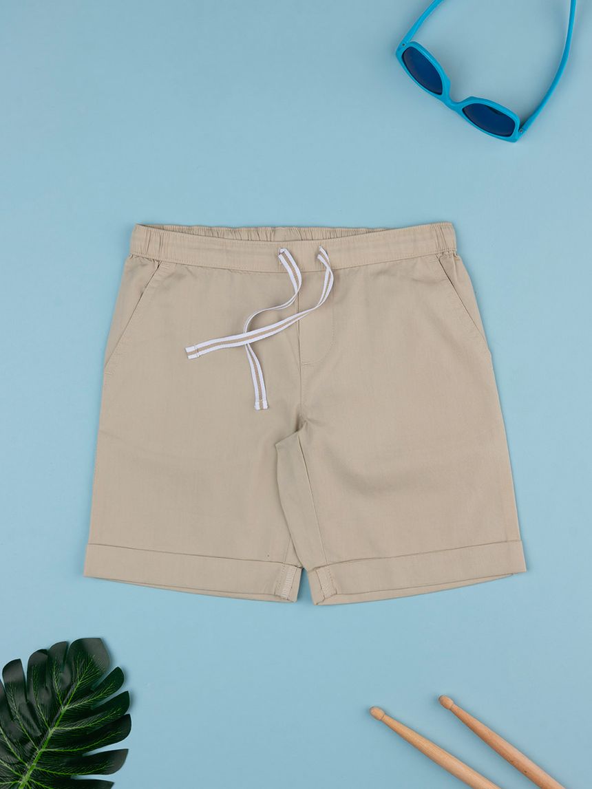 παιδικό σορτσάκι μπεζ ποπλίνα για αγόρι - Prénatal