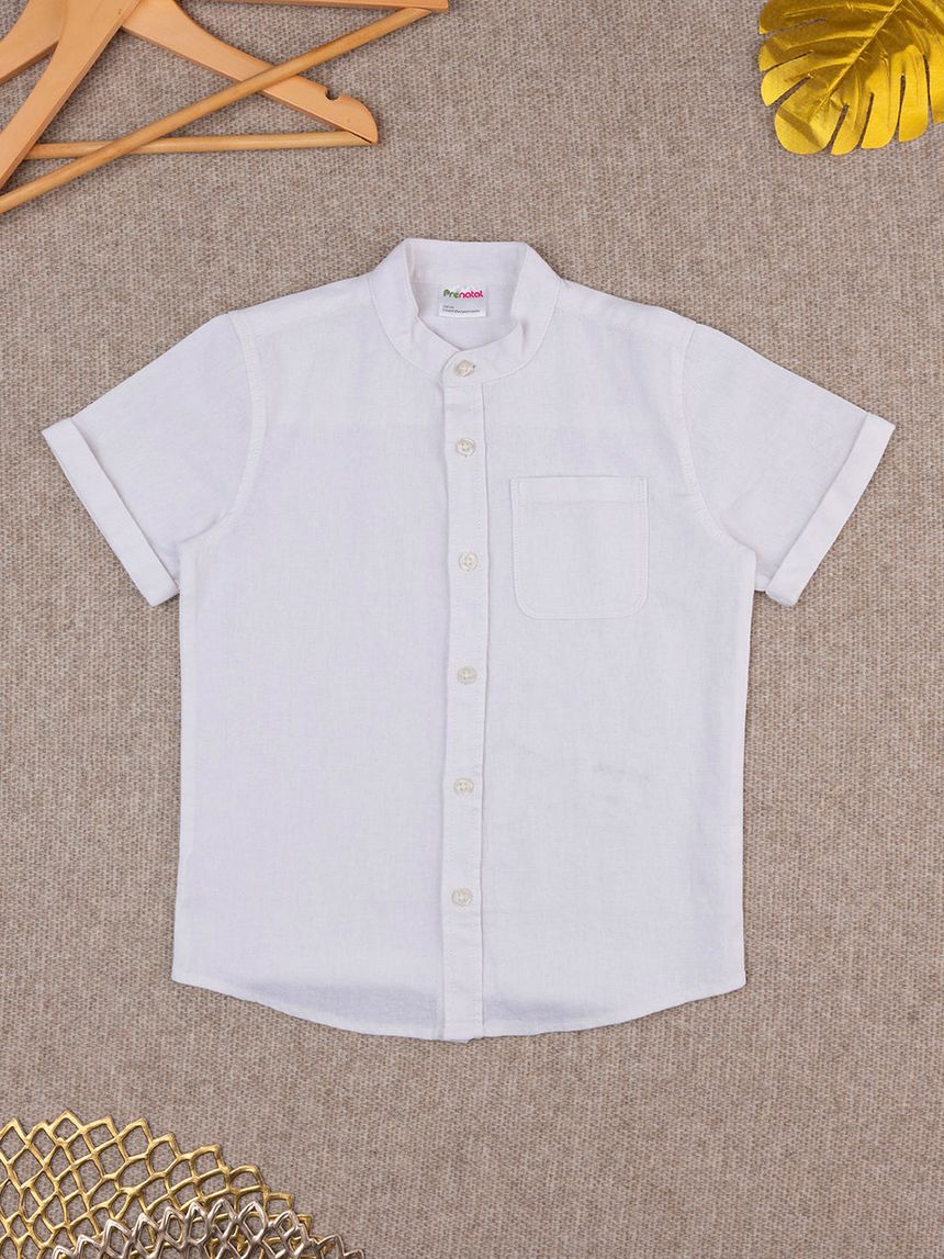 παιδικό πουκάμισο λινό λευκό για αγόρι - Prénatal