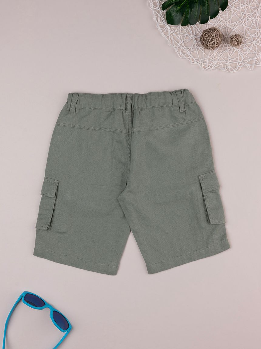 παιδική βερμούδα λινή λαδί για αγόρι - Prénatal