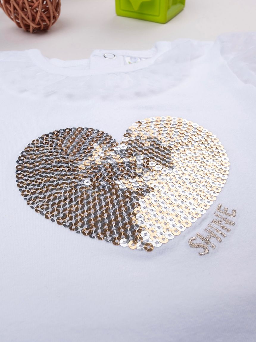 βρεφικό κορμάκι λευκό με καρδούλα για κορίτσι - Prénatal