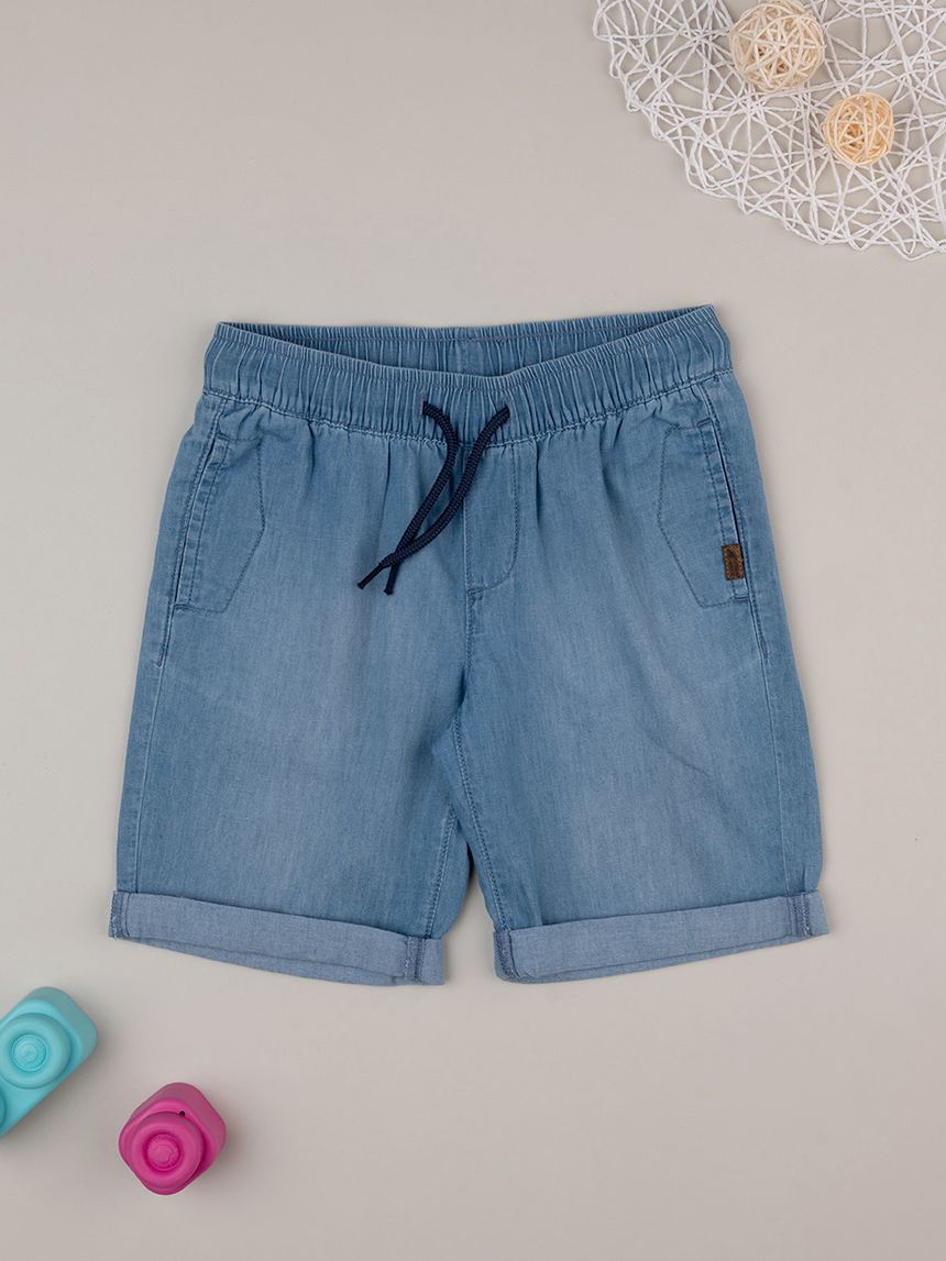 παιδική τζιν βερμούδα μπλε ανοιχτό chambray για αγόρι - Prénatal