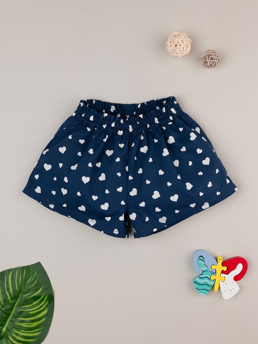 βρεφικό σορτσάκι μπλε με καρδούλες για κορίτσι - Prénatal