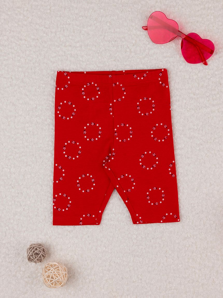βρεφικό κολάν 3/4 κόκκινο με πασχαλίτσες για κορίτσι - Prénatal