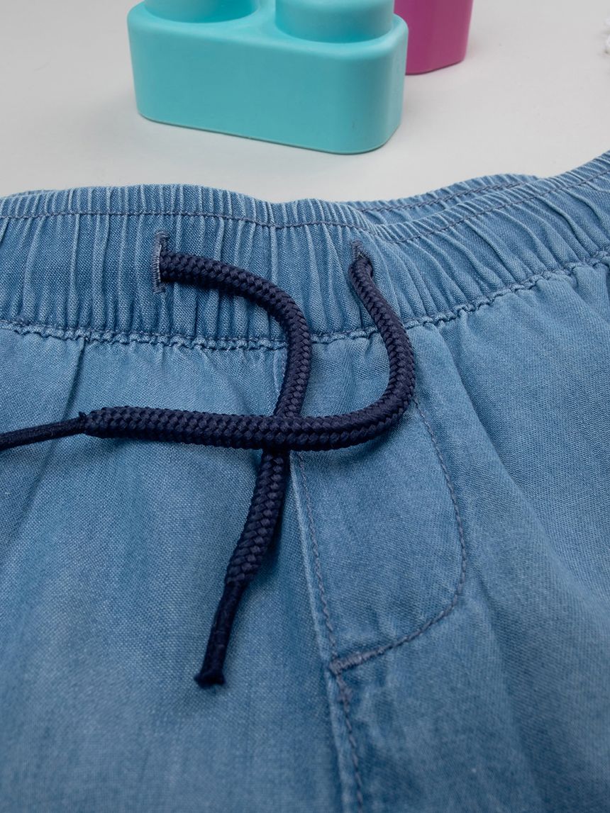 παιδική τζιν βερμούδα μπλε ανοιχτό chambray για αγόρι - Prénatal