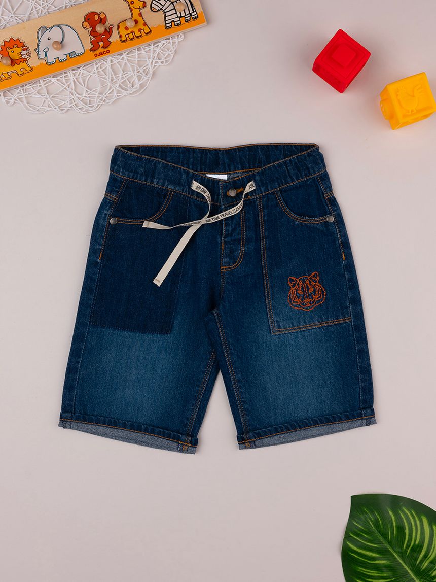 παιδική τζιν βερμούδα μπλε safari για αγόρι - Prénatal