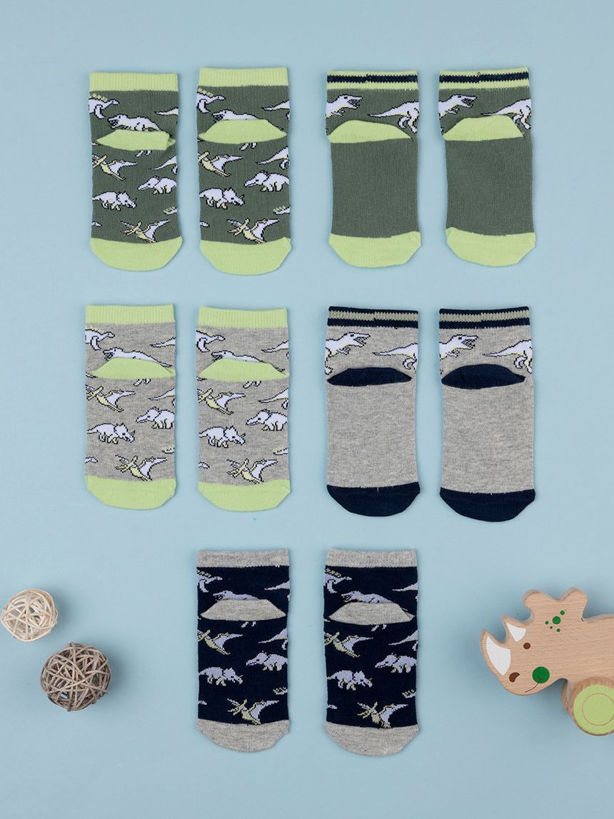 παιδικές κάλτσες πακέτο x5 δεινόσαυροι για αγόρι - Prénatal