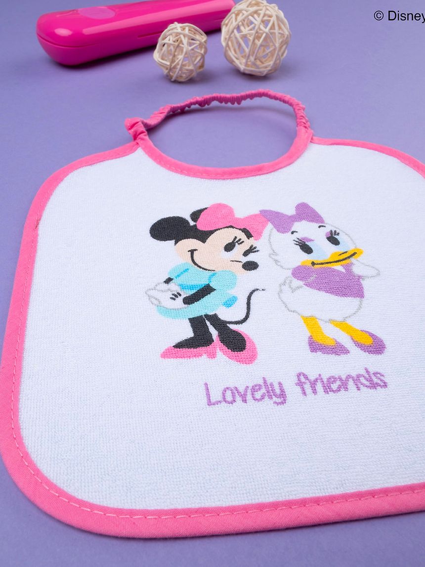 βρεφική σαλιάρα λευκή πετσετέ minnie & daisy για κορίτσι - Prénatal