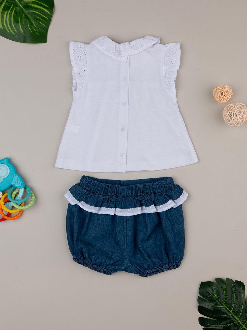 βρεφικό σετ t-shirt και σορτσάκι denim για κορίτσι - Prénatal