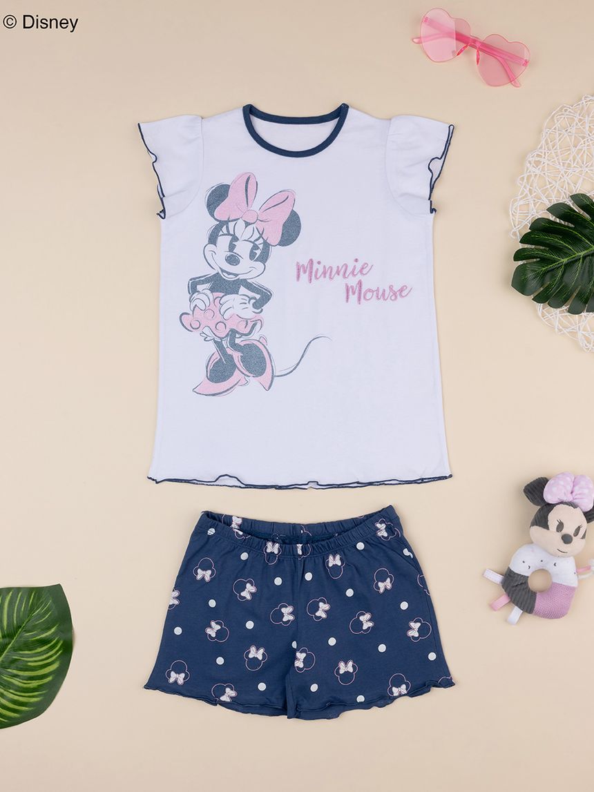 παιδική πιτζάμα λευκή/μπλε με τη minnie για κορίτσι - Prénatal