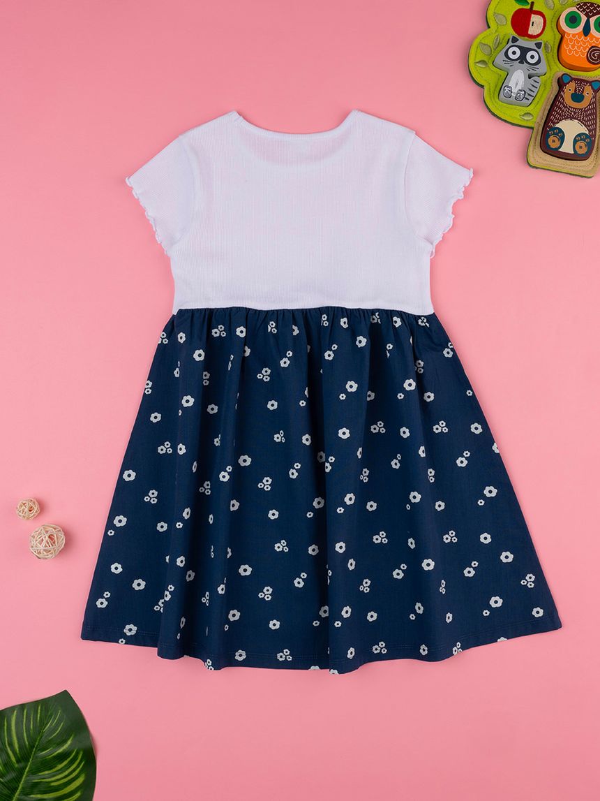 παιδικό φόρεμα λευκό/μπλε φλοράλ για κορίτσι - Prénatal