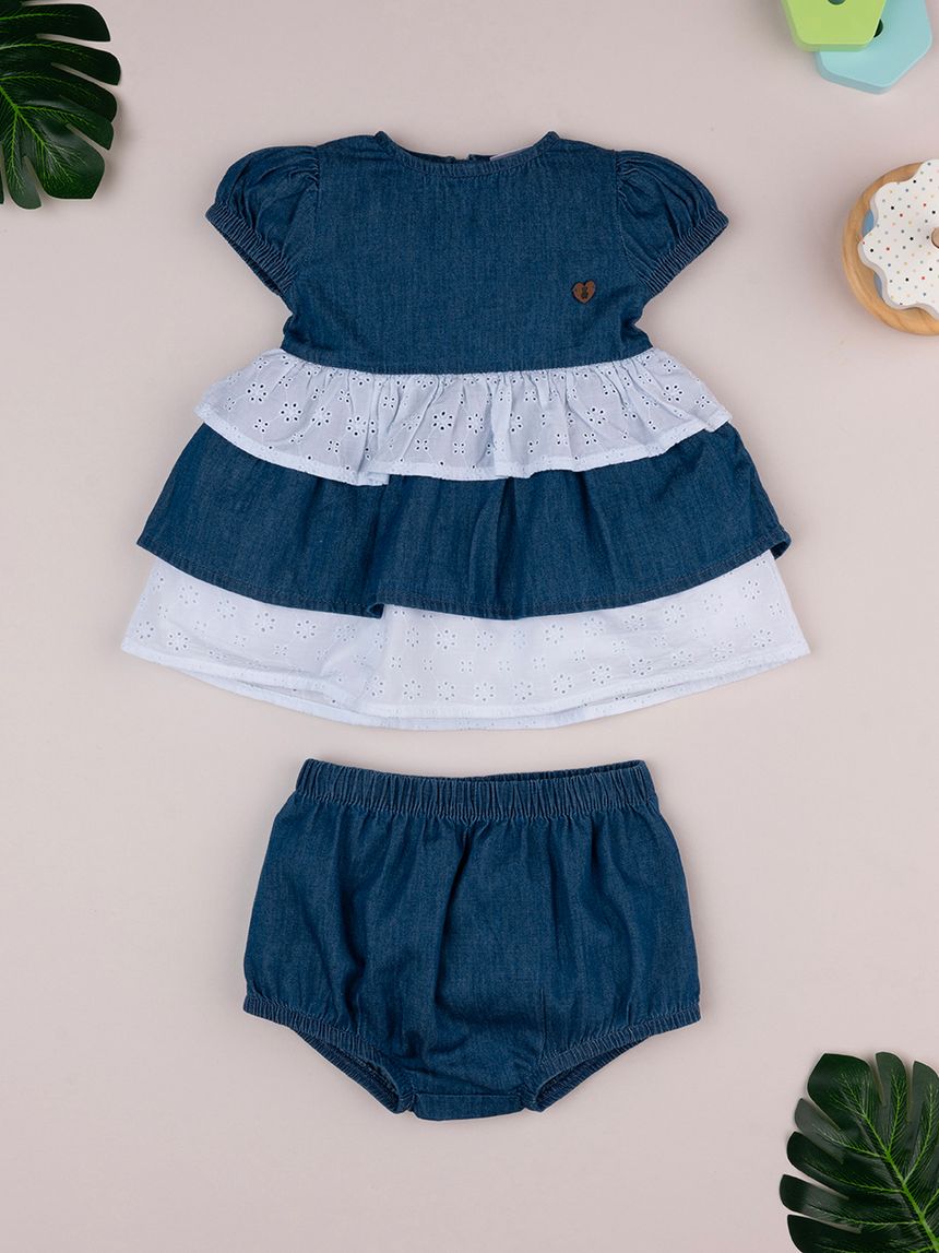 βρεφικό φορεματάκι denim chambray με δαντέλα για κορίτσι - Prénatal