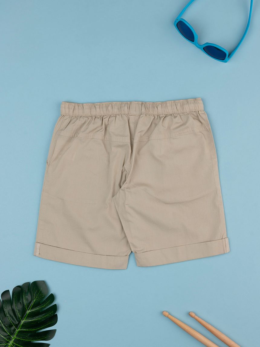 παιδικό σορτσάκι μπεζ ποπλίνα για αγόρι - Prénatal