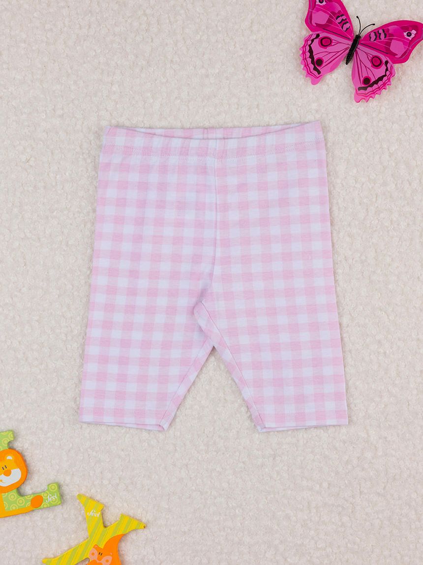 βρεφικό κολάν 3/4 καρό ροζ/λευκό για κορίτσι - Prénatal