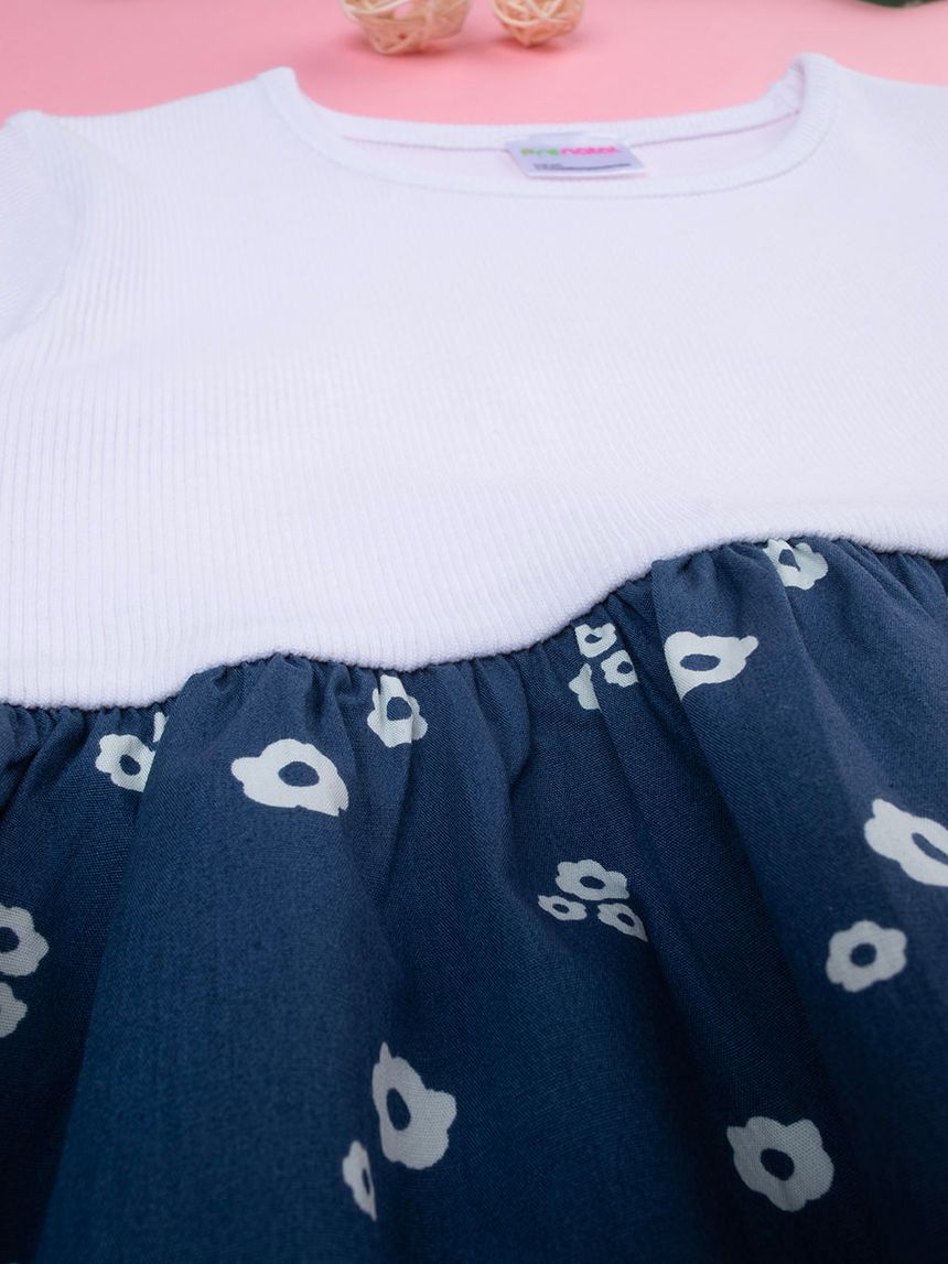 παιδικό φόρεμα λευκό/μπλε φλοράλ για κορίτσι - Prénatal