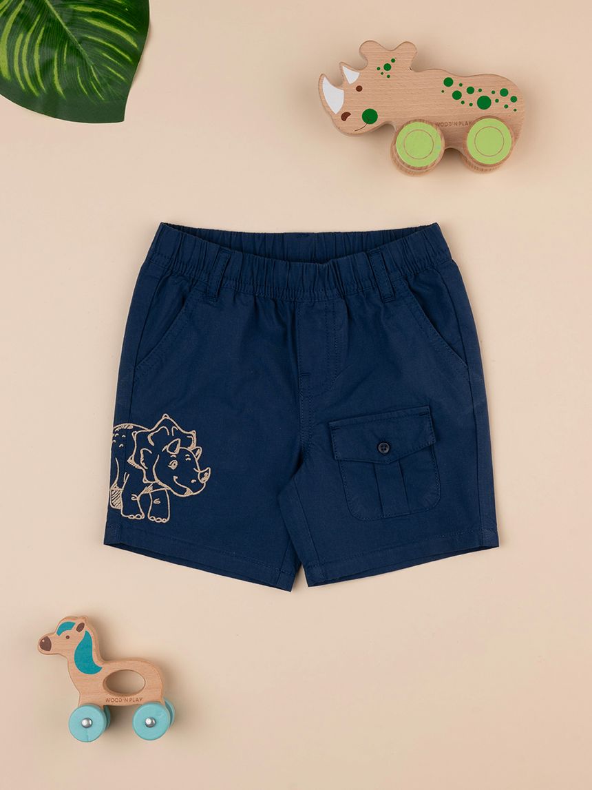 βρεφική βερμούδα μπλε ποπλίνα sand για αγόρι - Prénatal