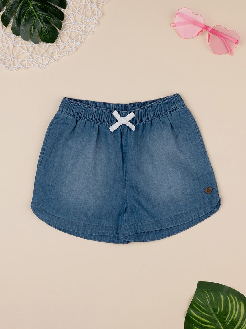 παιδικό τζιν σορτσάκι μπλε με φιογκάκι για κορίτσι - Prénatal