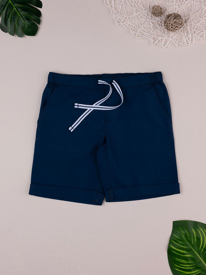 παιδικό σορτσάκι μπλε ποπλίνα για αγόρι - Prénatal