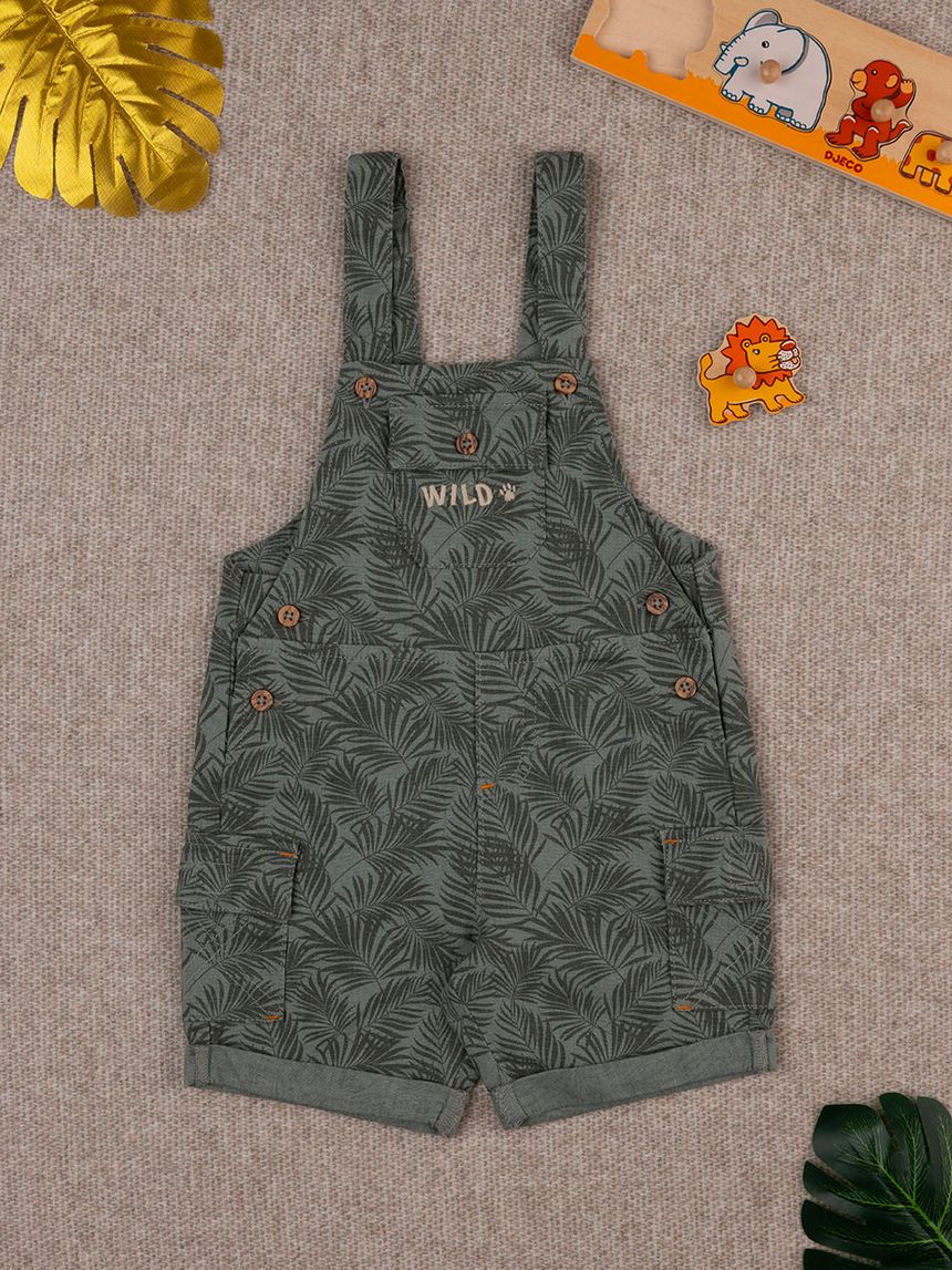 βρεφική σαλοπέτα λινή χακί safari για αγόρι - Prénatal