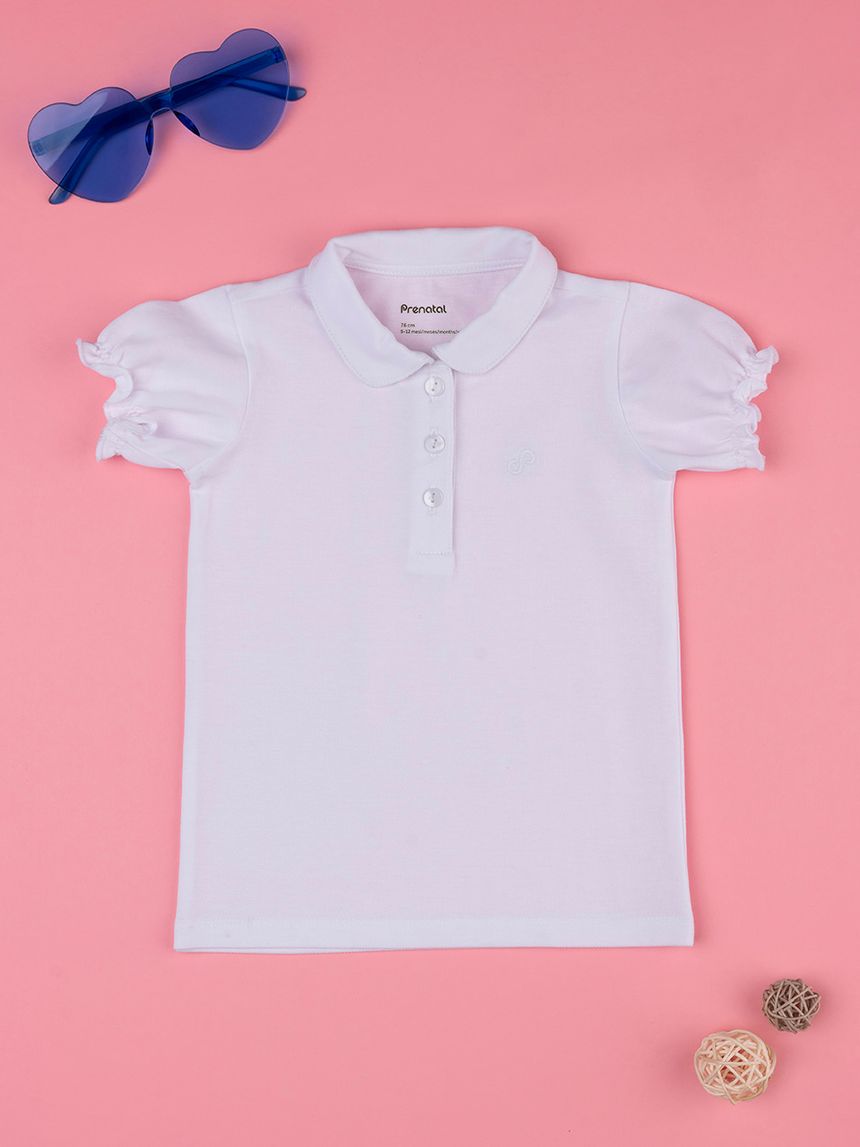 βρεφικό t-shirt πόλο λευκό "άπειρο" για κορίτσι - Prénatal