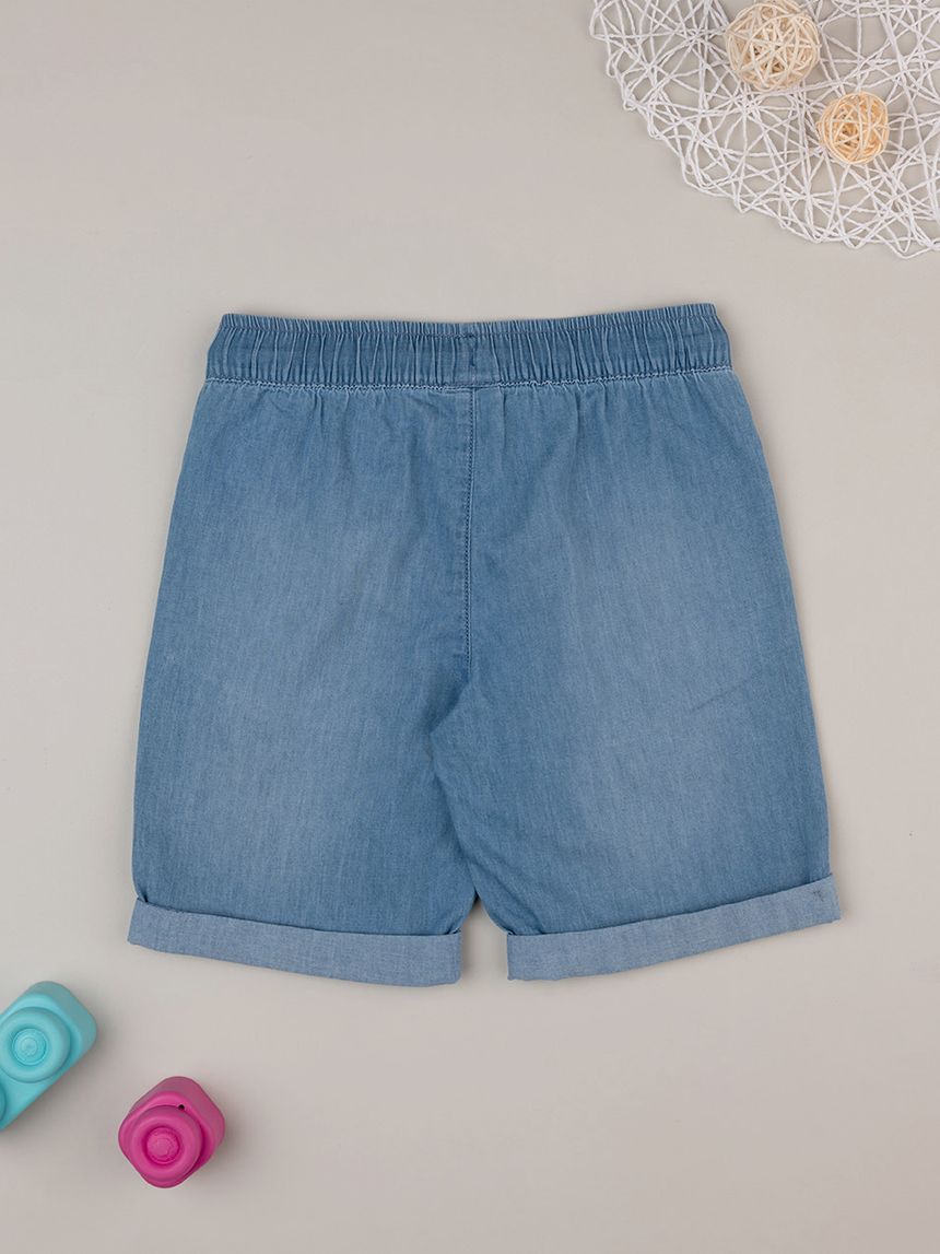 παιδική τζιν βερμούδα μπλε ανοιχτό chambray για αγόρι - Prénatal